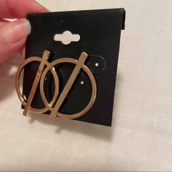 Gold Circle Statement Earrings - Picture 3 of 3